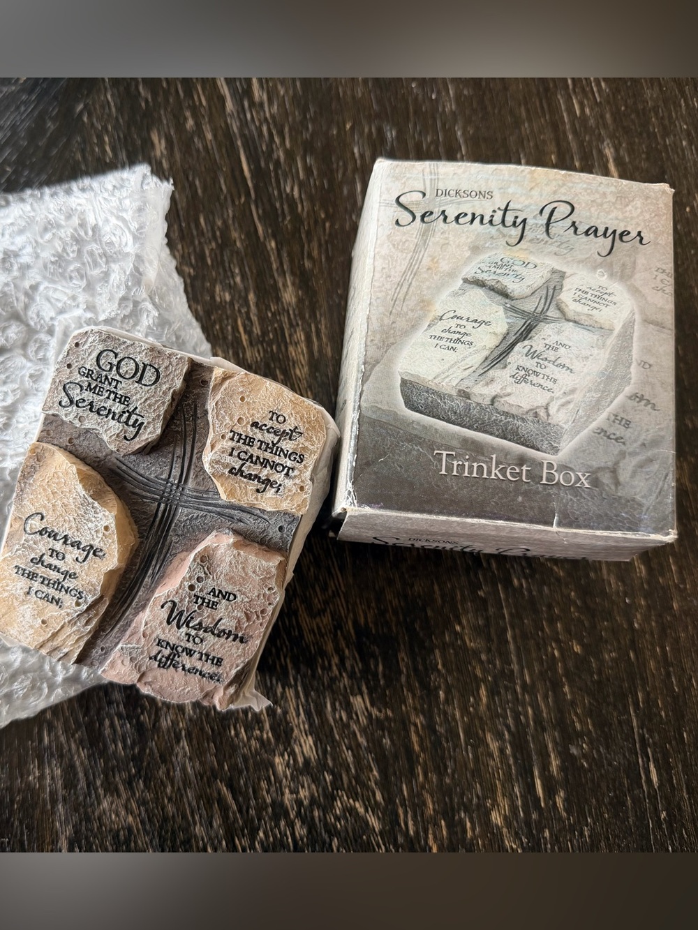 Brand New Serenity Prayer Stone Trinket Box